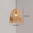 Traditional Japanese Round Cutout Sisal Iron 1-Light Pendant Light For Living Room