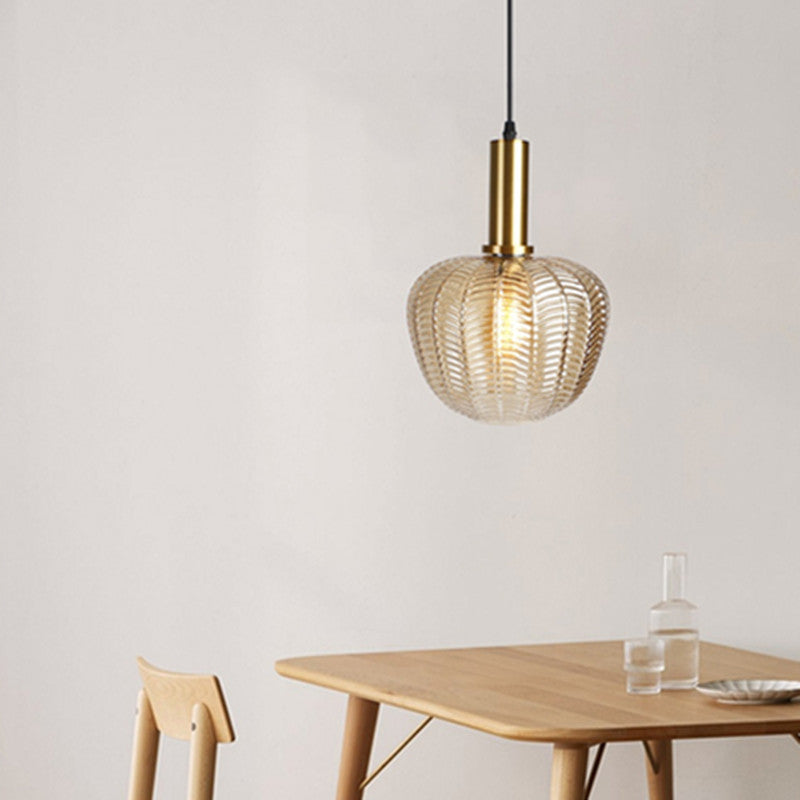 Contemporary Scandinavian Oval Round Column Glass Iron 1-Light Pendant Light For Living Room