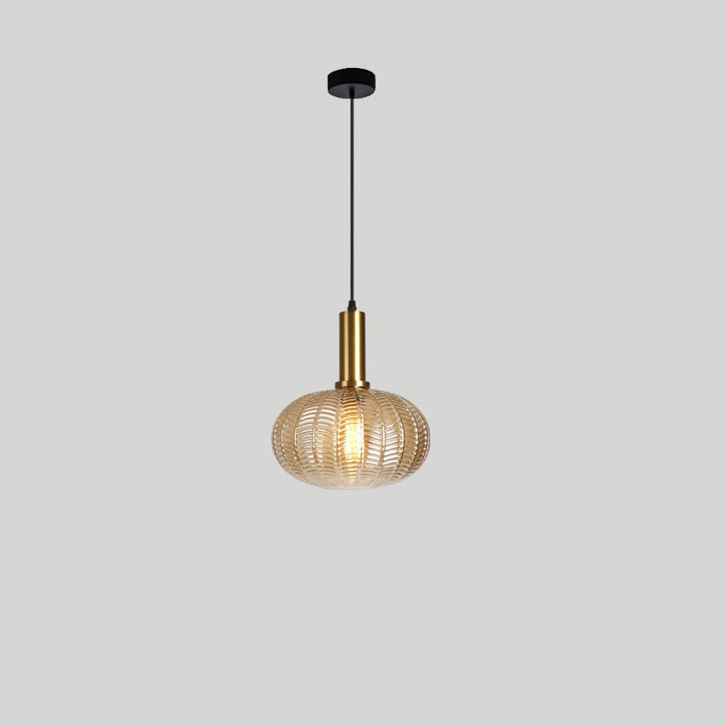 Contemporary Scandinavian Oval Round Column Glass Iron 1-Light Pendant Light For Living Room
