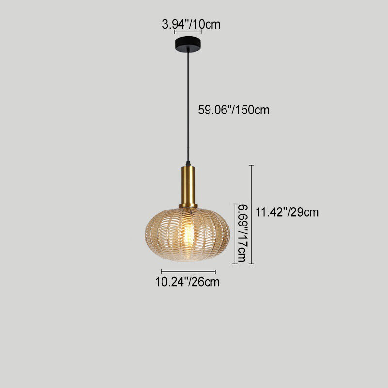 Contemporary Scandinavian Oval Round Column Glass Iron 1-Light Pendant Light For Living Room