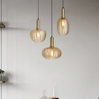 Contemporary Scandinavian Oval Round Column Glass Iron 1-Light Pendant Light For Living Room