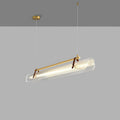 Contemporary Scandinavian Long Arched Cylinder Acrylic Leather Iron LED Island Light Chandelier for Living Room BulbSquare