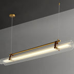 Contemporary Scandinavian Long Arched Cylinder Acrylic Leather Iron LED Island Light Chandelier for Living Room BulbSquare