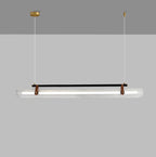 Contemporary Scandinavian Long Arched Cylinder Acrylic Leather Iron LED Island Light Chandelier for Living Room BulbSquare