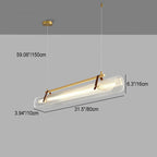 Contemporary Scandinavian Long Arched Cylinder Acrylic Leather Iron LED Island Light Chandelier for Living Room BulbSquare