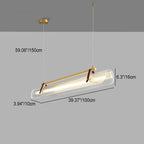 Contemporary Scandinavian Long Arched Cylinder Acrylic Leather Iron LED Island Light Chandelier for Living Room BulbSquare