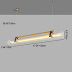 Contemporary Scandinavian Long Arched Cylinder Acrylic Leather Iron LED Island Light Chandelier for Living Room BulbSquare
