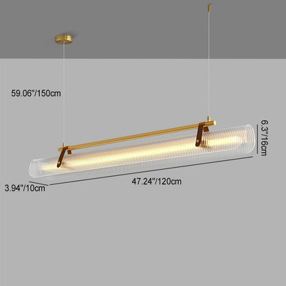 Contemporary Scandinavian Long Arched Cylinder Acrylic Leather Iron LED Island Light Chandelier for Living Room