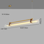 Contemporary Scandinavian Long Arched Cylinder Acrylic Leather Iron LED Island Light Chandelier for Living Room BulbSquare