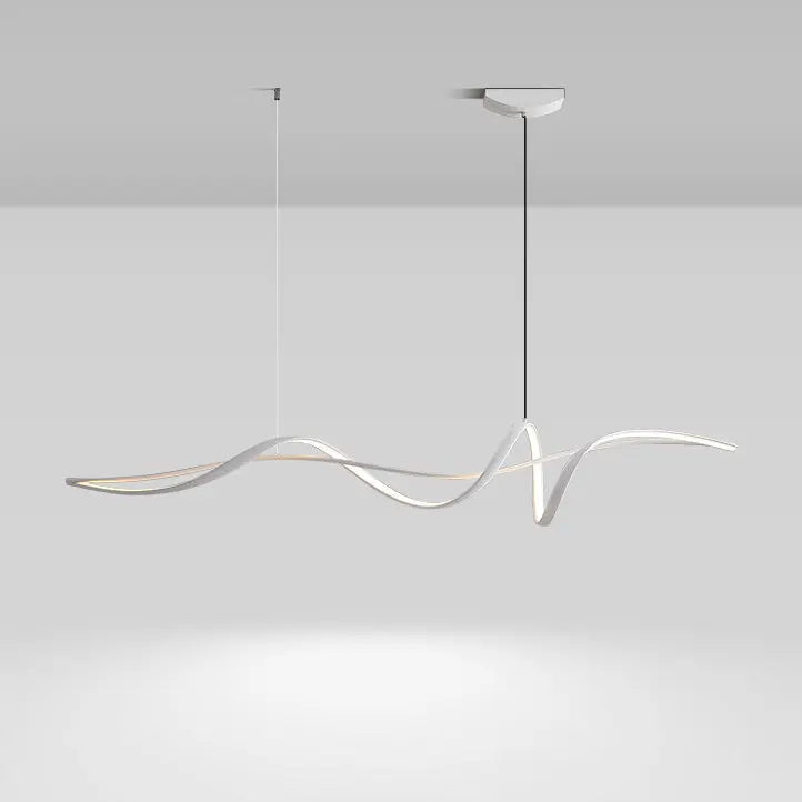Contemporary Scandinavian Long Curve Acrylic Aluminum Iron LED Island Light Chandelier for Living Room Lumendat