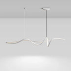 Contemporary Scandinavian Long Curve Acrylic Aluminum Iron LED Island Light Chandelier for Living Room Lumendat