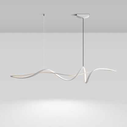 Contemporary Scandinavian Long Curve Acrylic Aluminum Iron LED Island Light Chandelier for Living Room