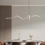 Contemporary Scandinavian Long Curve Acrylic Aluminum Iron LED Island Light Chandelier for Living Room Lumendat