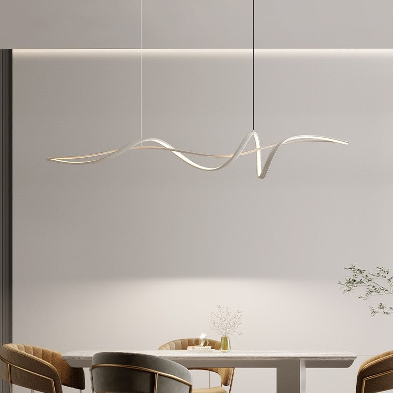 Contemporary Scandinavian Long Curve Acrylic Aluminum Iron LED Island Light Chandelier for Living Room