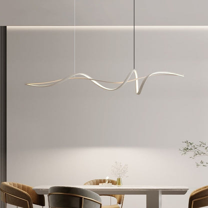 Contemporary Scandinavian Long Curve Acrylic Aluminum Iron LED Island Light Chandelier for Living Room