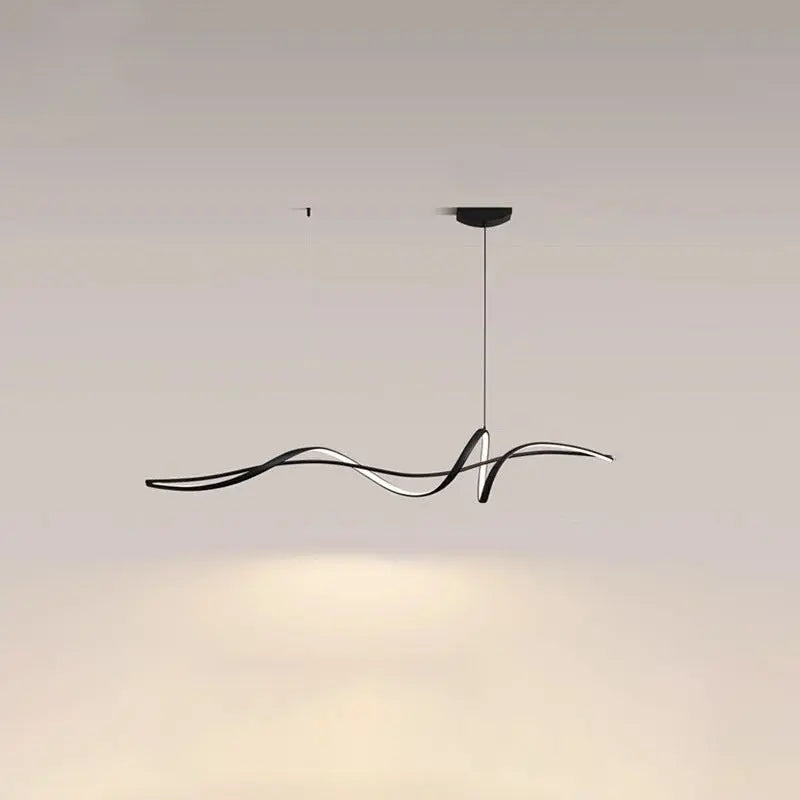 Contemporary Scandinavian Long Curve Acrylic Aluminum Iron LED Island Light Chandelier for Living Room Lumendat