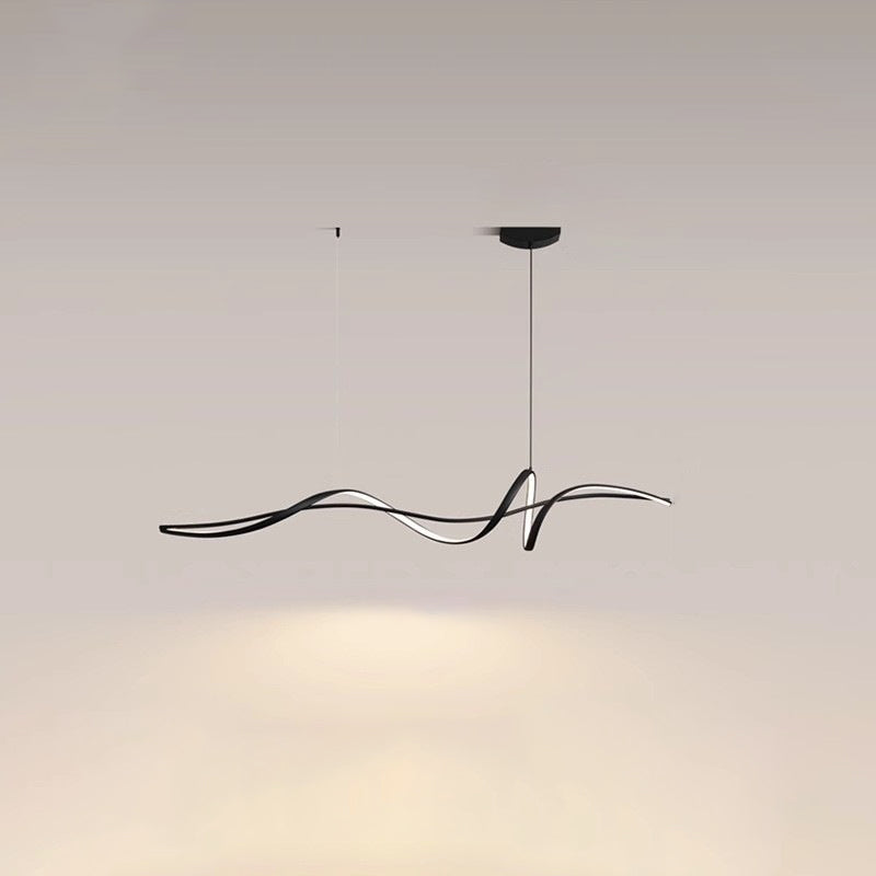Contemporary Scandinavian Long Curve Acrylic Aluminum Iron LED Island Light Chandelier for Living Room