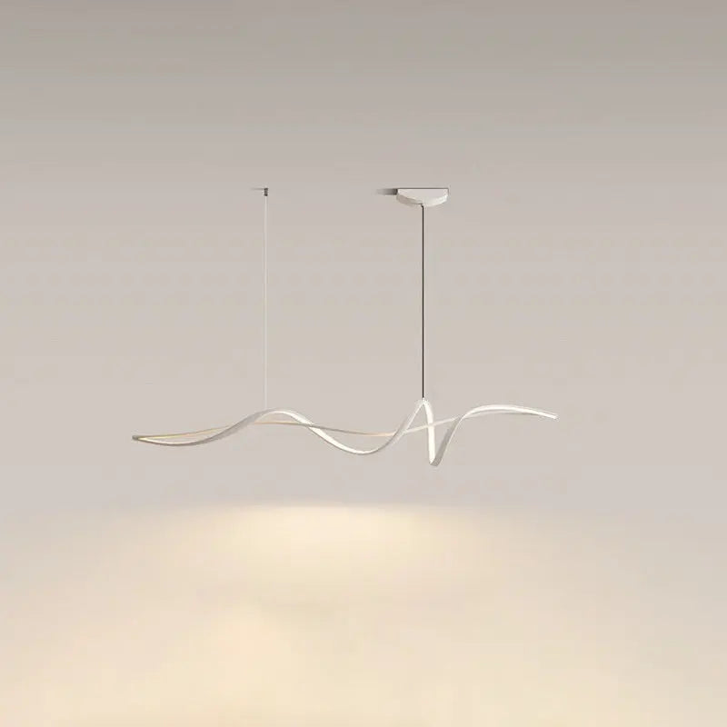 Contemporary Scandinavian Long Curve Acrylic Aluminum Iron LED Island Light Chandelier for Living Room Lumendat