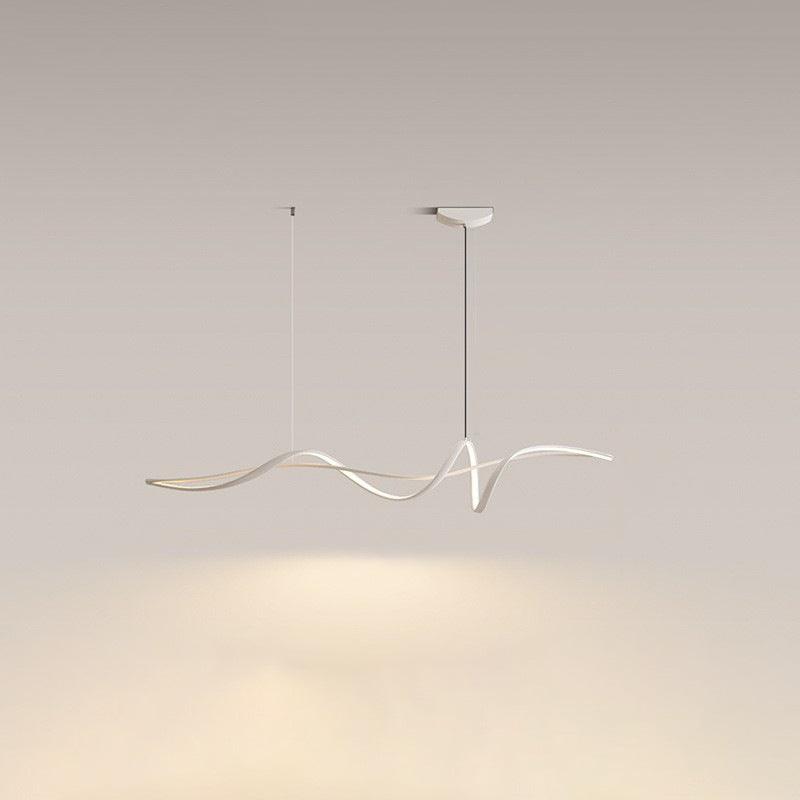Contemporary Scandinavian Long Curve Acrylic Aluminum Iron LED Island Light Chandelier for Living Room