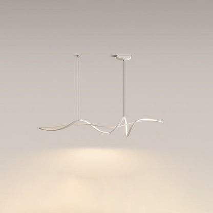 Contemporary Scandinavian Long Curve Acrylic Aluminum Iron LED Island Light Chandelier for Living Room