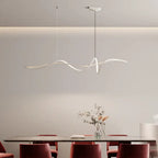 Contemporary Scandinavian Long Curve Acrylic Aluminum Iron LED Island Light Chandelier for Living Room Lumendat