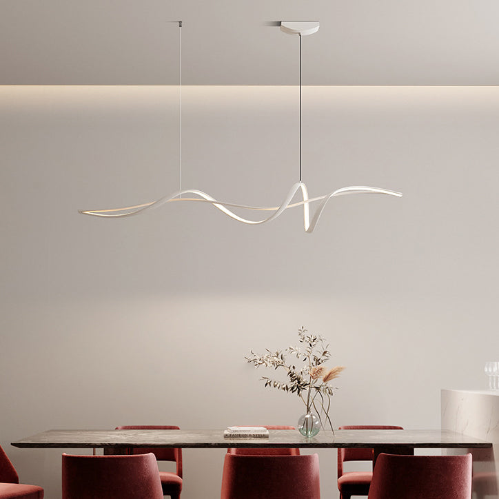 Contemporary Scandinavian Long Curve Acrylic Aluminum Iron LED Island Light Chandelier for Living Room