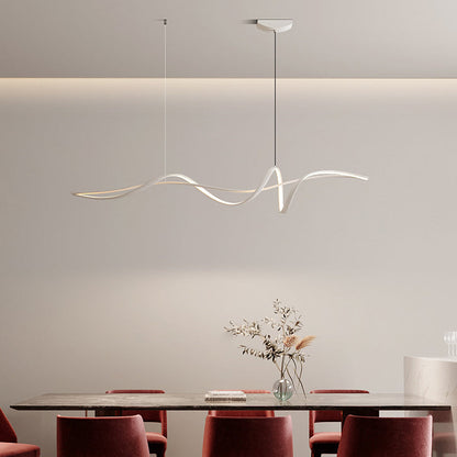 Contemporary Scandinavian Long Curve Acrylic Aluminum Iron LED Island Light Chandelier for Living Room