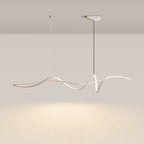 Contemporary Scandinavian Long Curve Acrylic Aluminum Iron LED Island Light Chandelier for Living Room Lumendat