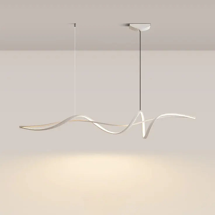 Contemporary Scandinavian Long Curve Acrylic Aluminum Iron LED Island Light Chandelier for Living Room Lumendat