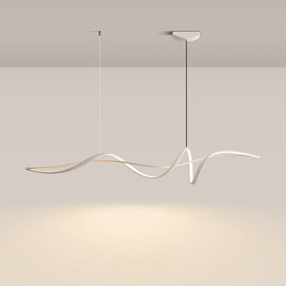 Contemporary Scandinavian Long Curve Acrylic Aluminum Iron LED Island Light Chandelier for Living Room