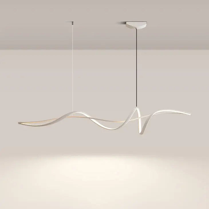Contemporary Scandinavian Long Curve Acrylic Aluminum Iron LED Island Light Chandelier for Living Room Lumendat