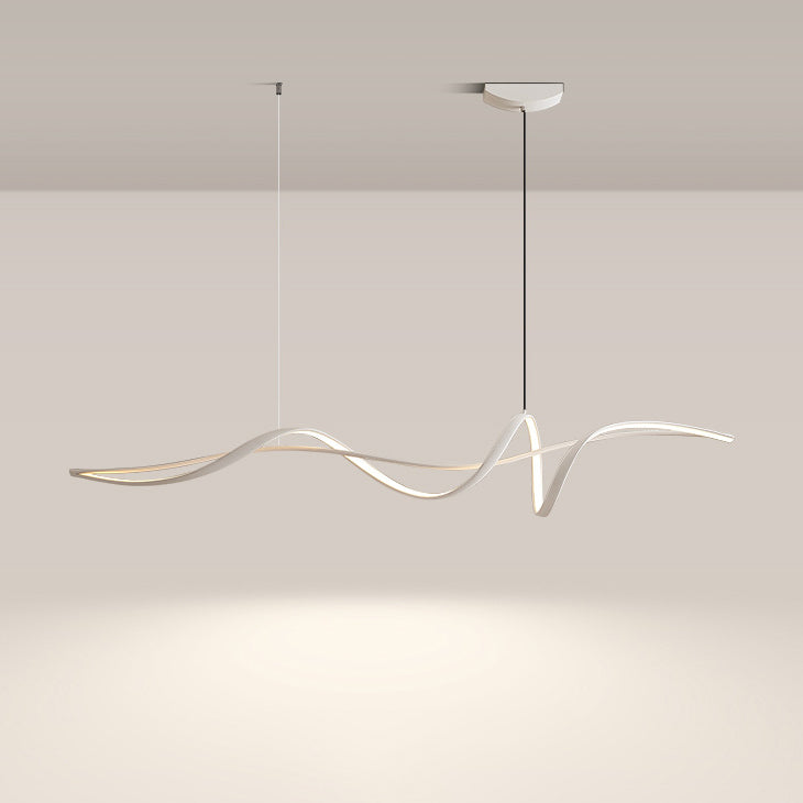 Contemporary Scandinavian Long Curve Acrylic Aluminum Iron LED Island Light Chandelier for Living Room