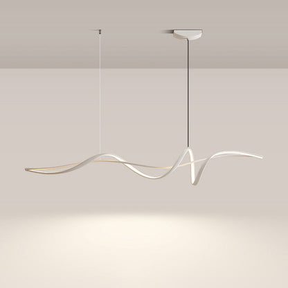 Contemporary Scandinavian Long Curve Acrylic Aluminum Iron LED Island Light Chandelier for Living Room