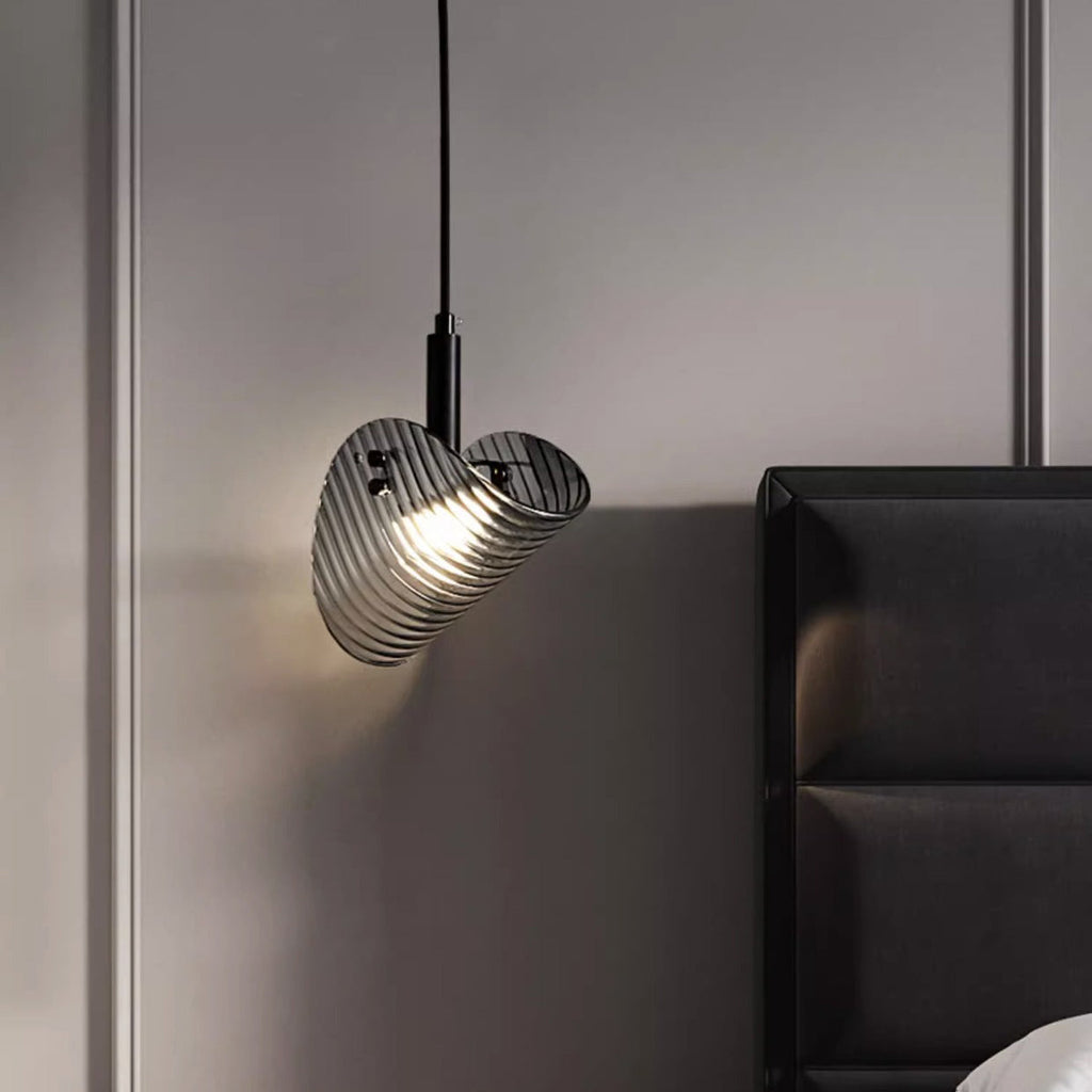 Contemporary Scandinavian Curved Arch Glass Hardware LED Pendant Light For Bedroom