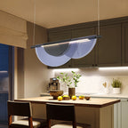 Contemporary Scandinavian Half Round Long Pvc Iron LED Chandelier for Living Room BulbSquare
