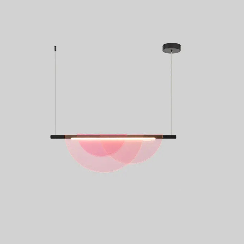 Contemporary Scandinavian Half Round Long Pvc Iron LED Chandelier for Living Room BulbSquare
