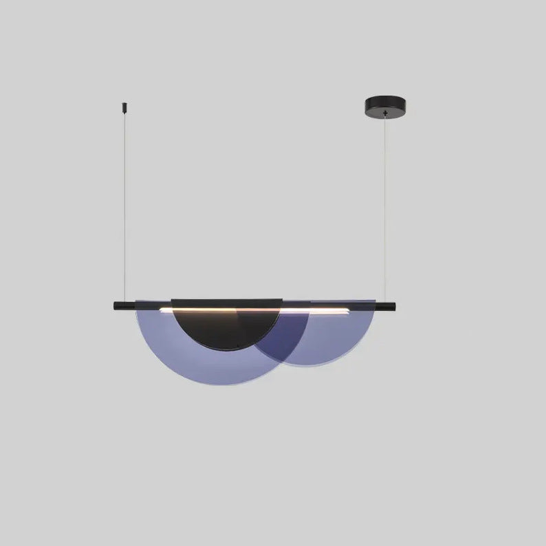 Contemporary Scandinavian Half Round Long Pvc Iron LED Chandelier for Living Room BulbSquare