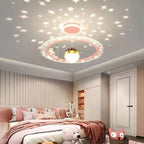 Modern Minimalist Kids Astronaut Stars Round Orb Pc Wood LED Chandelier for Living Room BulbSquare