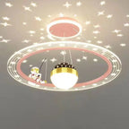 Modern Minimalist Kids Astronaut Stars Round Orb Pc Wood LED Chandelier for Living Room BulbSquare