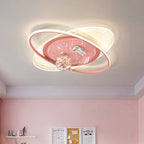 Modern Art Deco Kids Oval Astronaut Planet Acrylic Plaster Iron LED Flush Mount Ceiling Light for Living Room