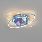 Modern Art Deco Kids Oval Astronaut Planet Acrylic Plaster Iron LED Flush Mount Ceiling Light for Living Room