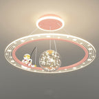 Lumendat Modern Art Deco Kids Astronaut Planet Round Acrylic Iron LED Chandelier For Living Room Lumendat