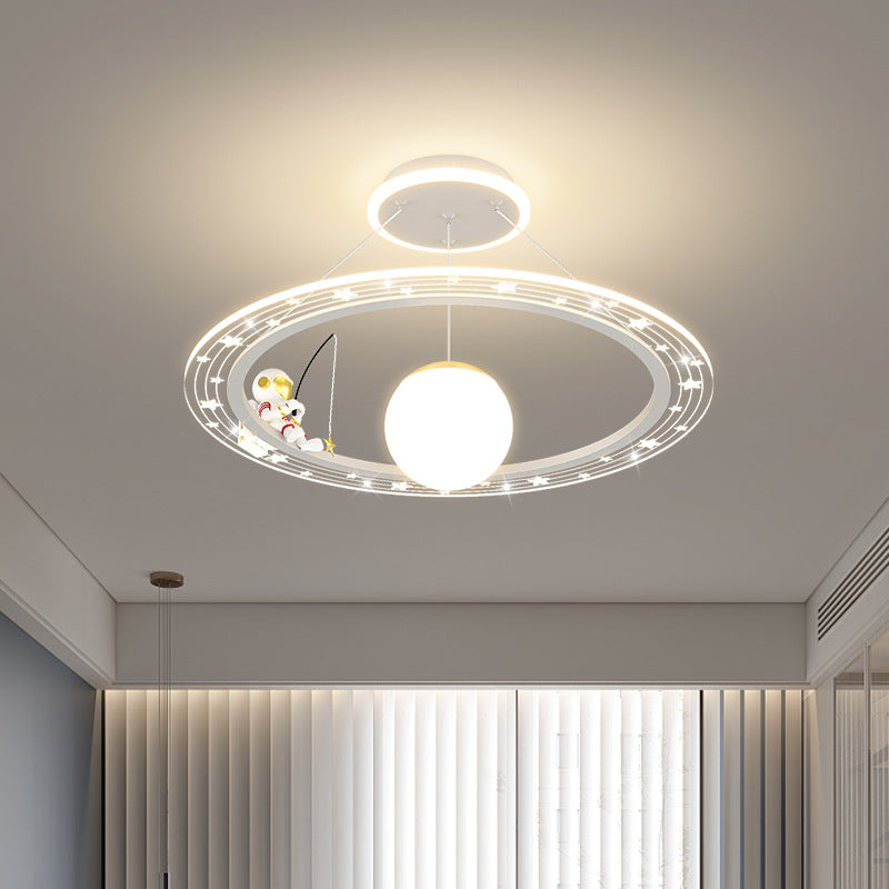 Lumendat Modern Art Deco Kids Astronaut Planet Round Acrylic Iron LED Chandelier For Living Room Lumendat