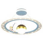 Lumendat Modern Art Deco Kids Astronaut Planet Round Acrylic Iron LED Chandelier For Living Room Lumendat