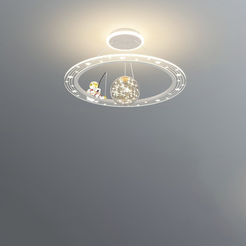 Lumendat Modern Art Deco Kids Astronaut Planet Round Acrylic Iron LED Chandelier For Living Room Lumendat