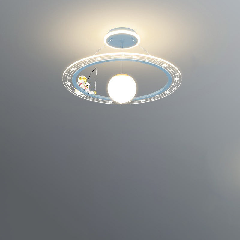 Lumendat Modern Art Deco Kids Astronaut Planet Round Acrylic Iron LED Chandelier For Living Room Lumendat