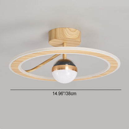 Contemporary Scandinavian Orb Round PE Iron LED Semi-Flush Mount Ceiling Light For Bedroom