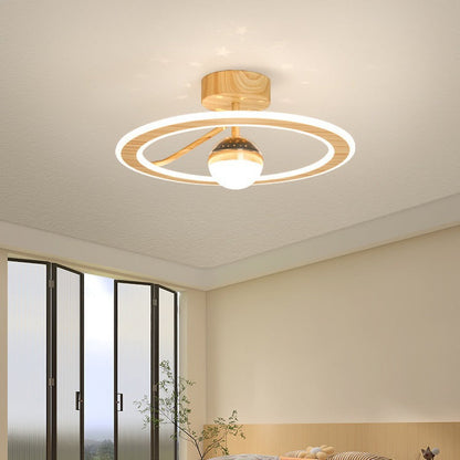 Contemporary Scandinavian Orb Round PE Iron LED Semi-Flush Mount Ceiling Light For Bedroom