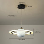 Modern Art Deco Kids Round Planet Spaceman Acrylic Iron LED Chandelier for Living Room BulbSquare