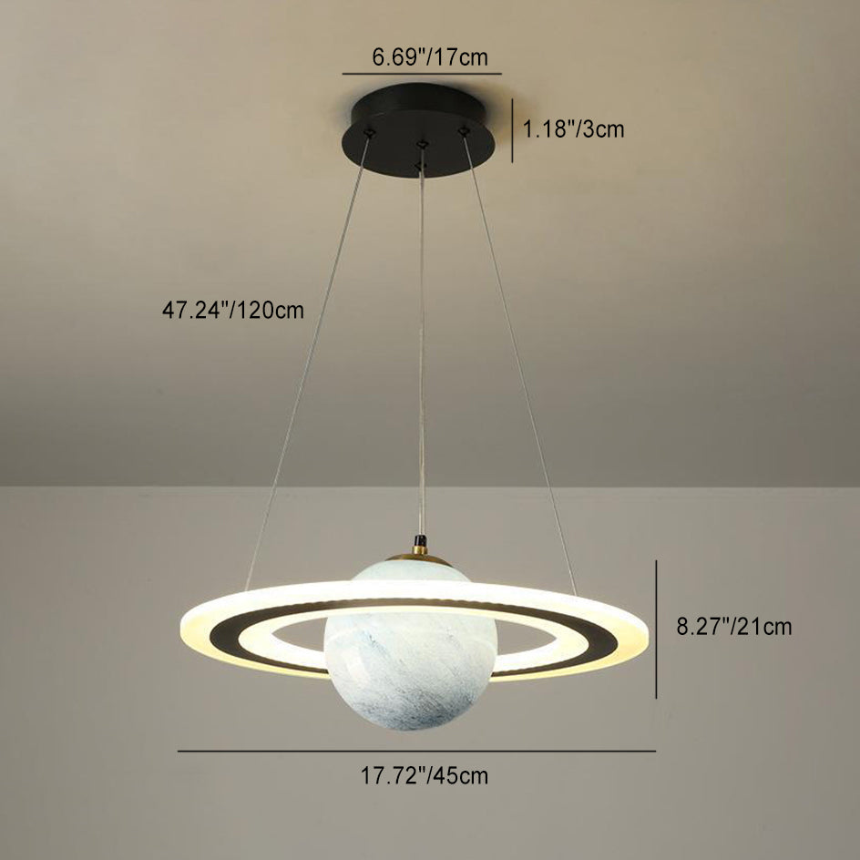 Modern Art Deco Kids Round Planet Spaceman Acrylic Iron LED Chandelier for Living Room BulbSquare